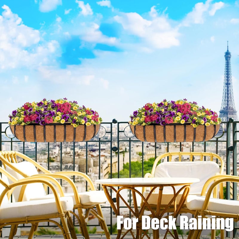 YM 30'' Large Window Box Railing Planter with Coco Liner,Window Flower Boxes Outdoor Over The Railing Planter Boxes Deck Fence Porch Patio Planter-2 Pack - Image 2